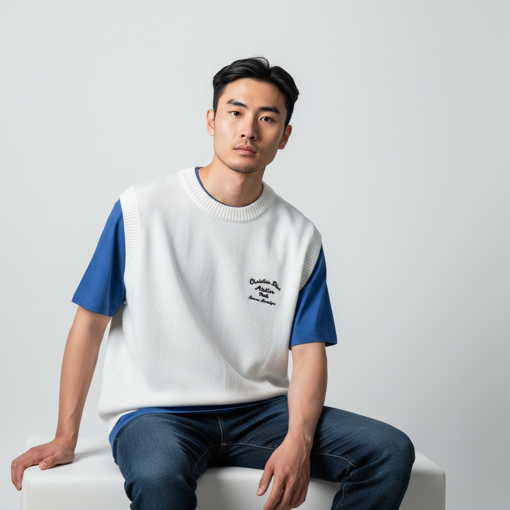 Christian Dior  White Sleeveless Warm Sweater