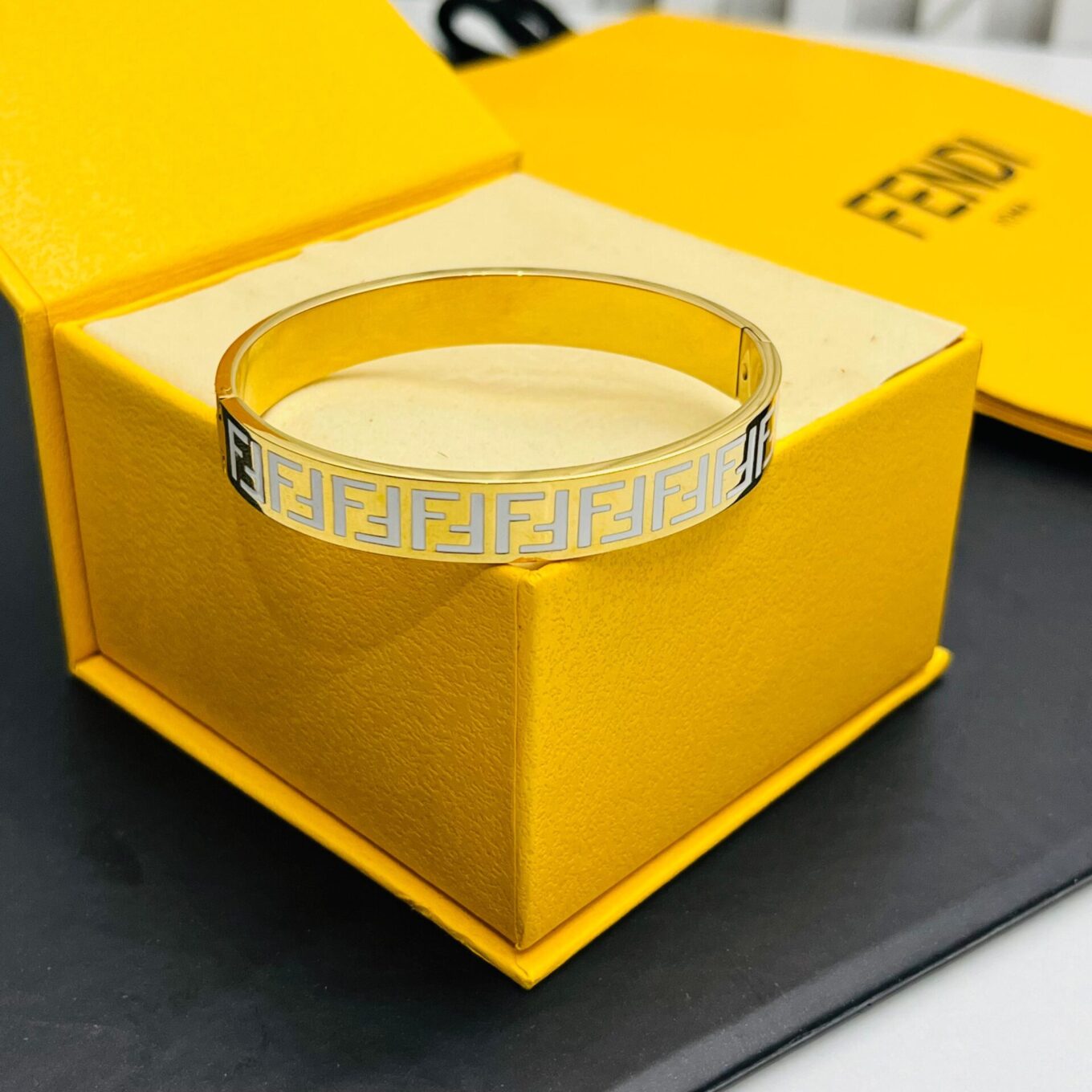 WhatsApp Image 2024-12-02 at 6.00.36 PM Fendi Gold FF White Bracelet