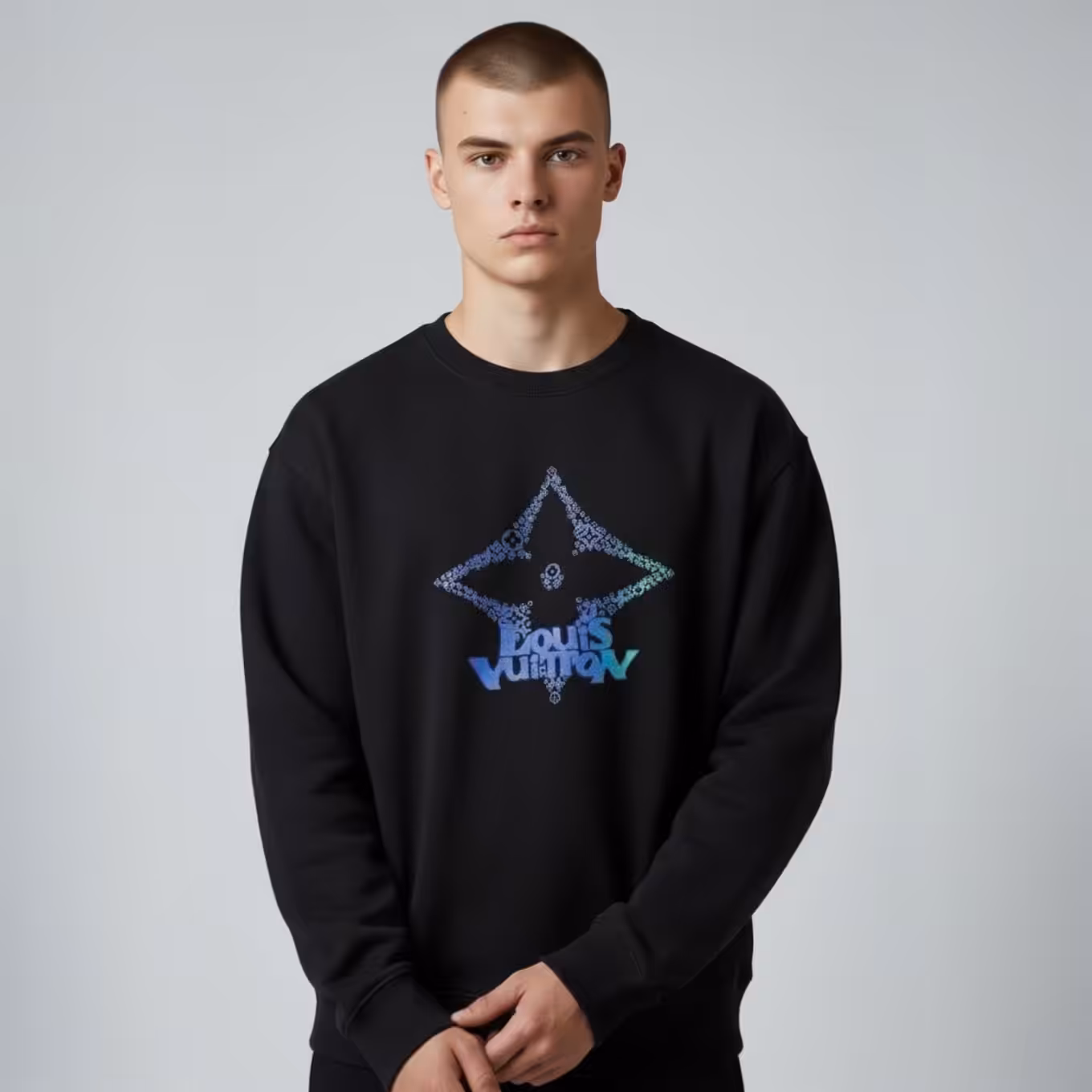 Photoroom_20251202_191521 Louis Vuitton Flower Black Sweatshirt