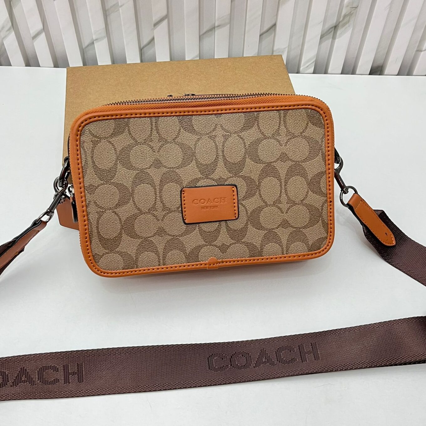 Coach Wyatt Apricot Brown Messenger Bag (With Box)