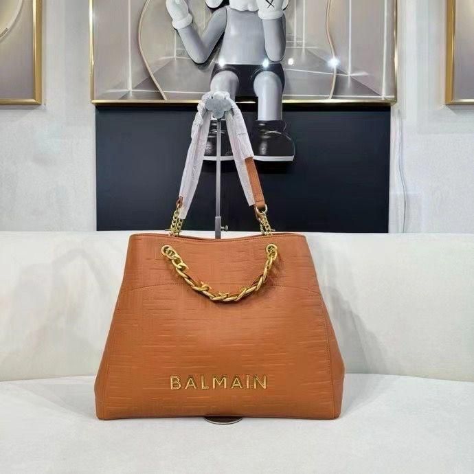 Balmain 1945 Brown Embossed Tote Bag
