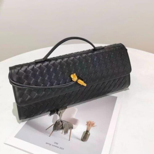 Bottega Veneta Black Long Andiamo Clutch Bag (With Box)