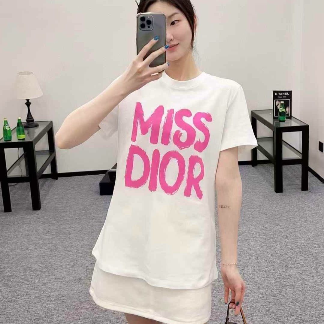 WhatsApp Image 2025-02-14 at 4.45.29 PM (1) Miss Dior White Pink Oversized T-shirt For Women