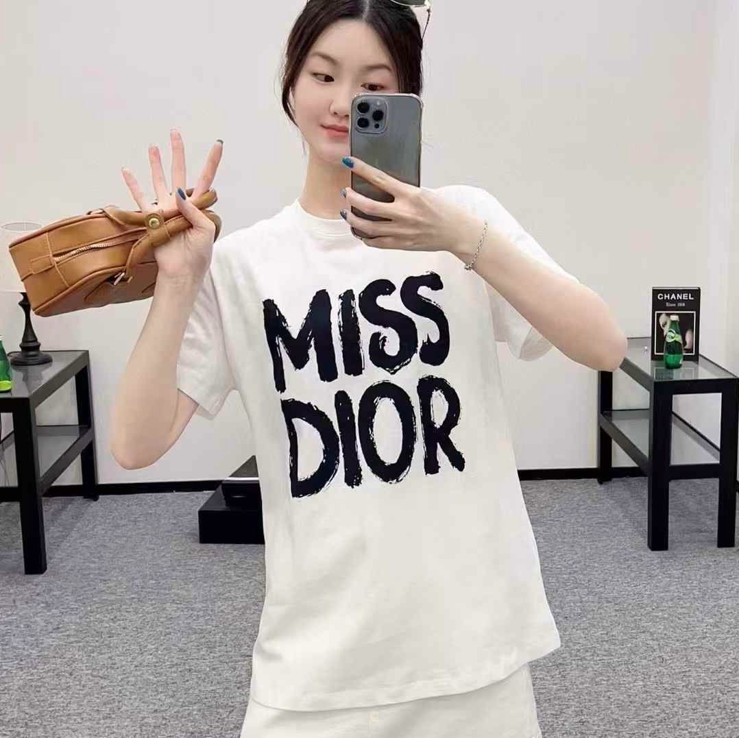 WhatsApp Image 2025-02-14 at 4.53.36 PM (2) Miss Dior White Black Oversized T-shirt For Women