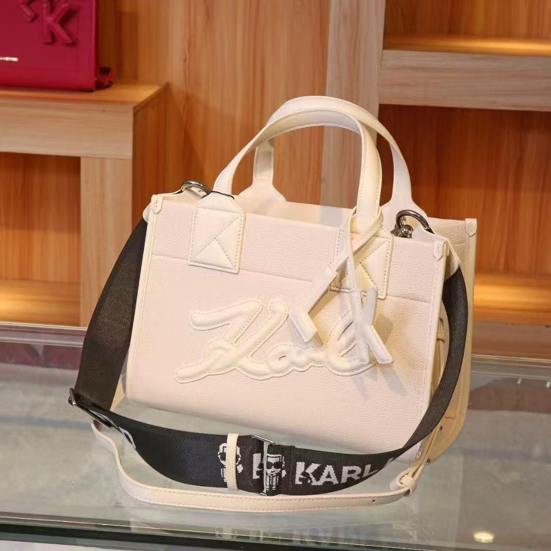 Karl Lagerfeld K/SKUARE White Color Grainy Small Tote Bag (With Box)