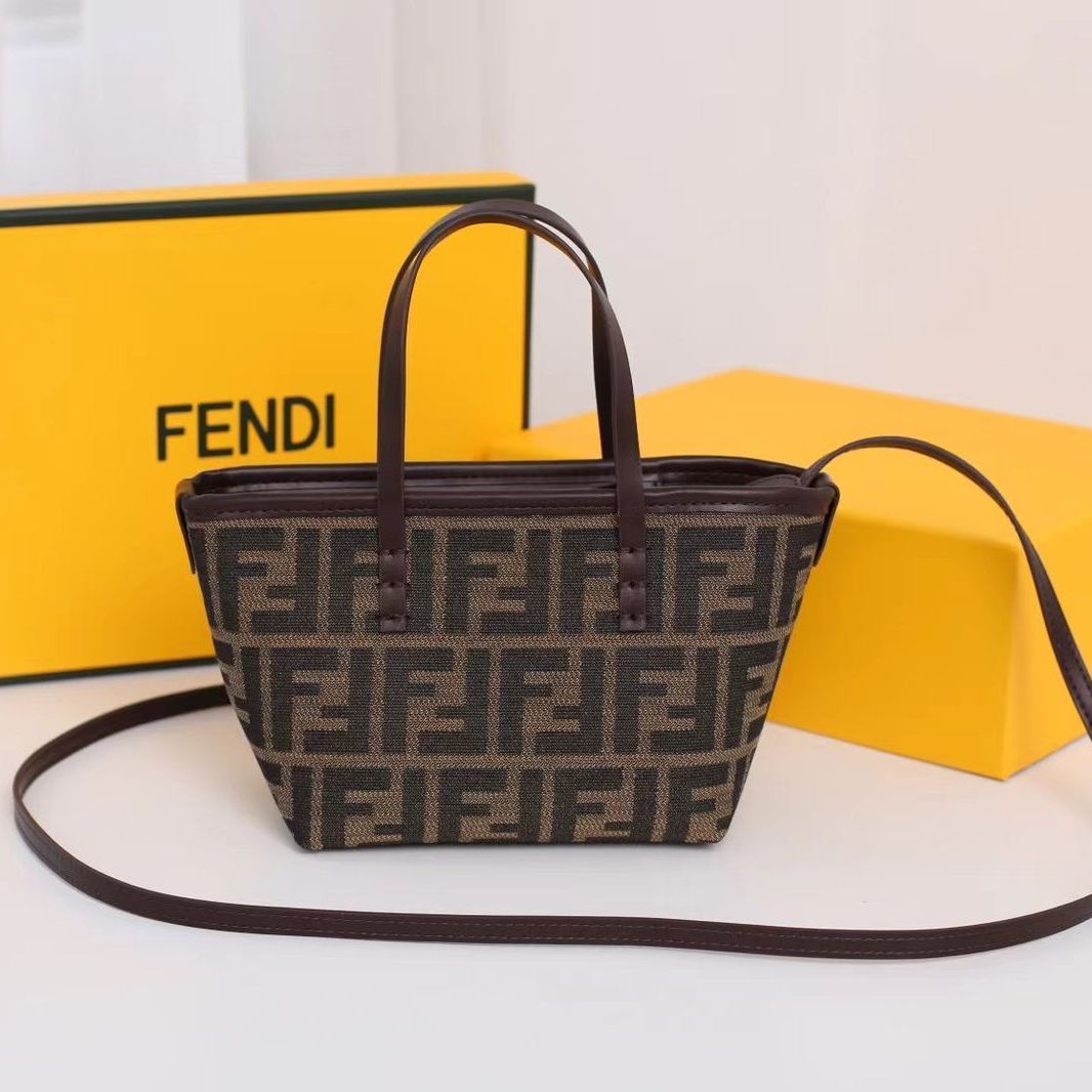 Fendi Mini Roll Brown Tote Bag (With Box)