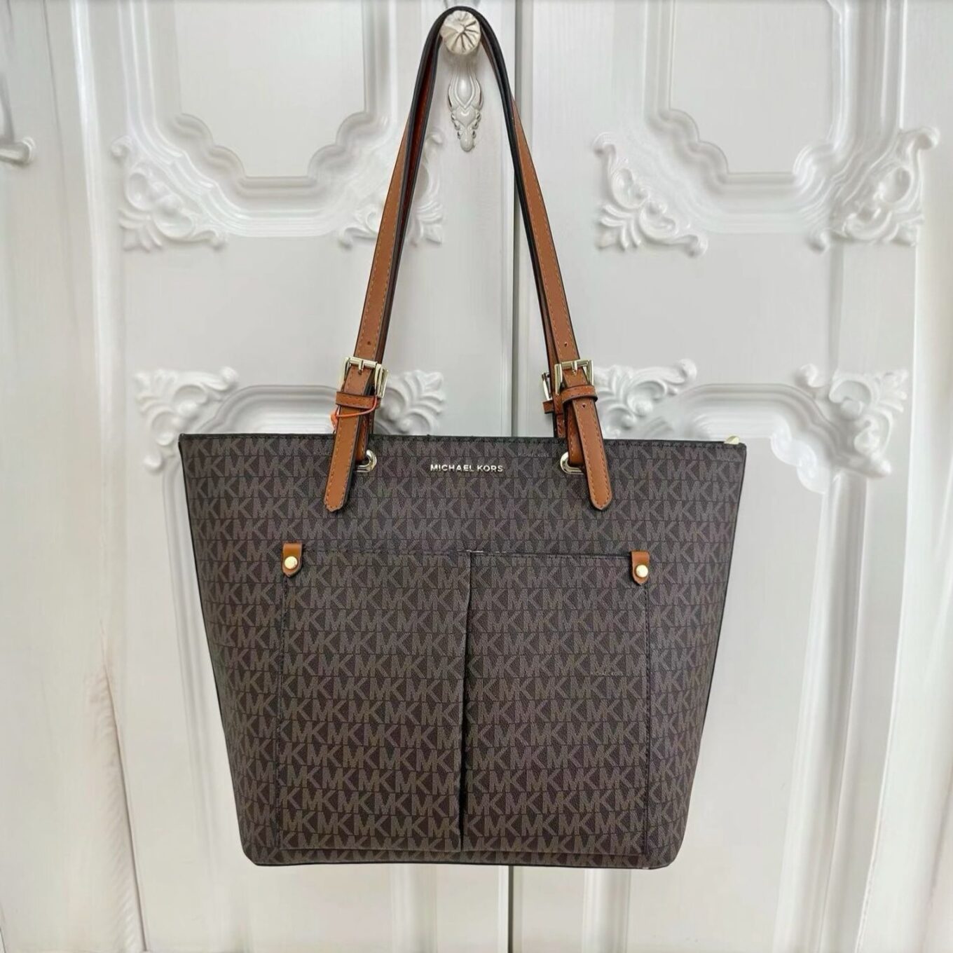 Michael Kors Jet Set Double Pocket Coffee Tote Bag