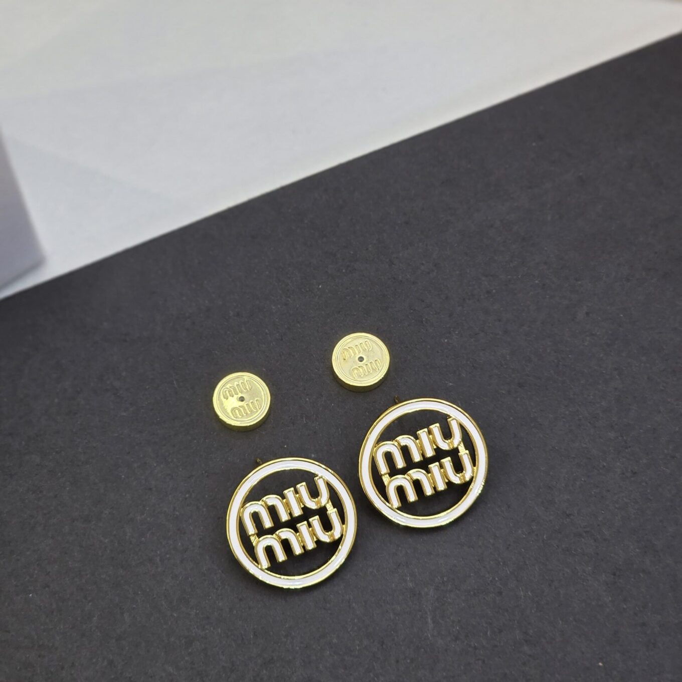 Miu Miu White Round Mono  Earring