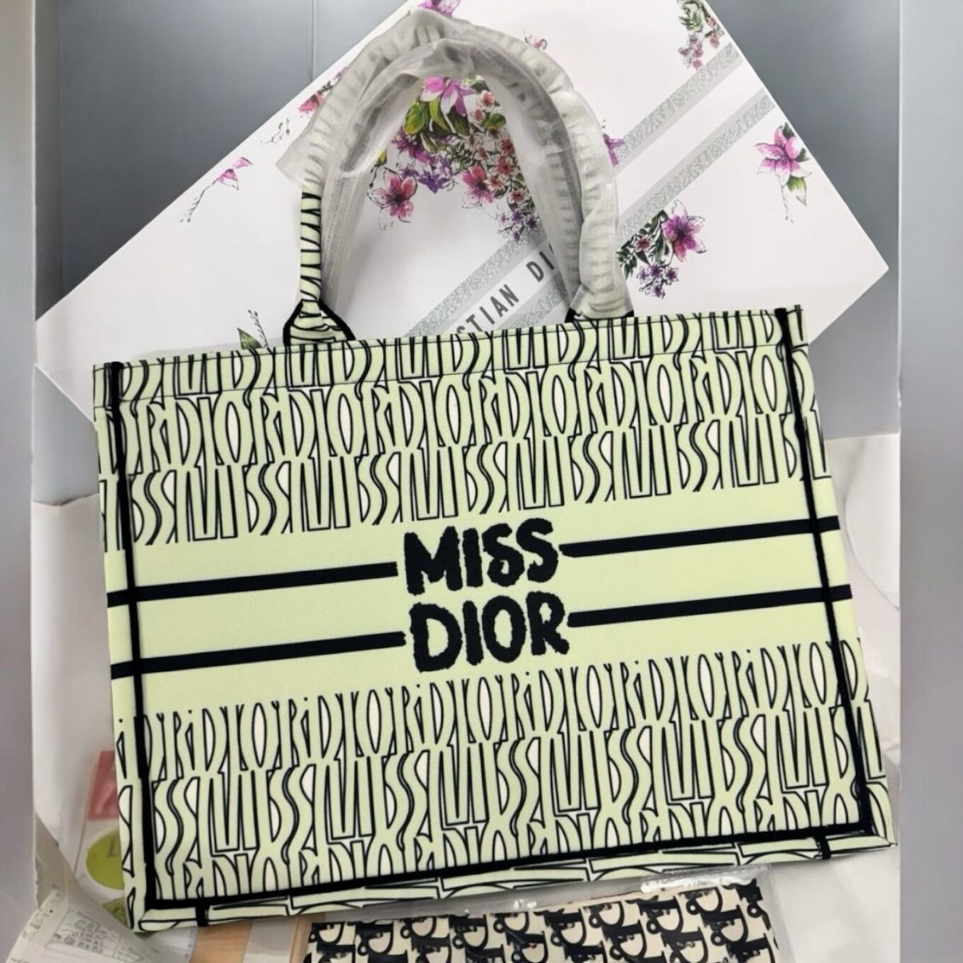 Christian Dior Miss Dior Green Book Tote (With Box)