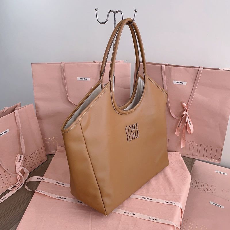 WhatsApp Image 2025-04-11 at 12.12.59 PM (1) Miu Miu Nappa Large Ivy Brown Premium Quality Tote Bag (With box)