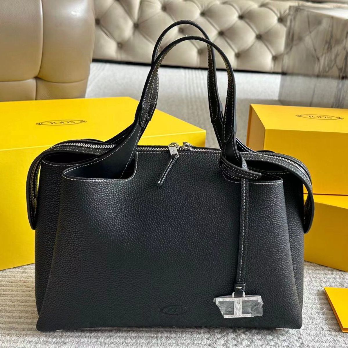 WhatsApp Image 2025-05-12 at 1.54.30 PM Tods Small Black Premium Quality Hobo Bag (With Box)