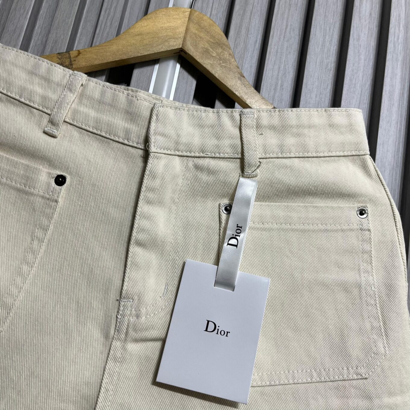 Dior Women's Beige Fringe Denim Shorts