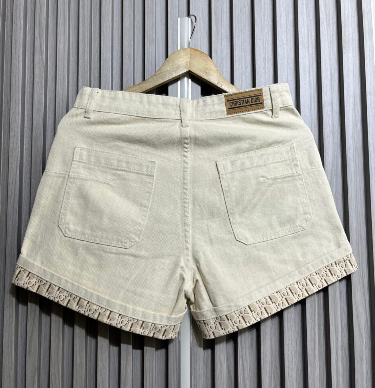 Dior Women's Beige Fringe Denim Shorts