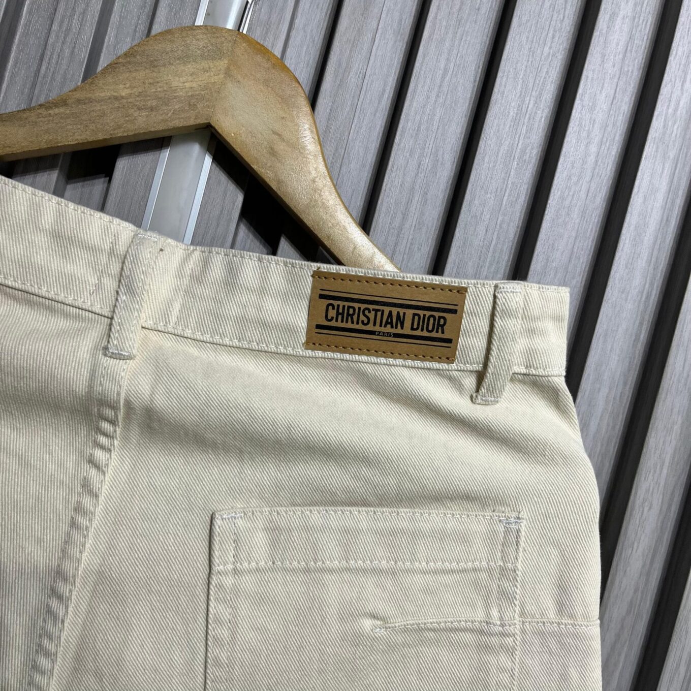 Dior Women's Beige Fringe Denim Shorts