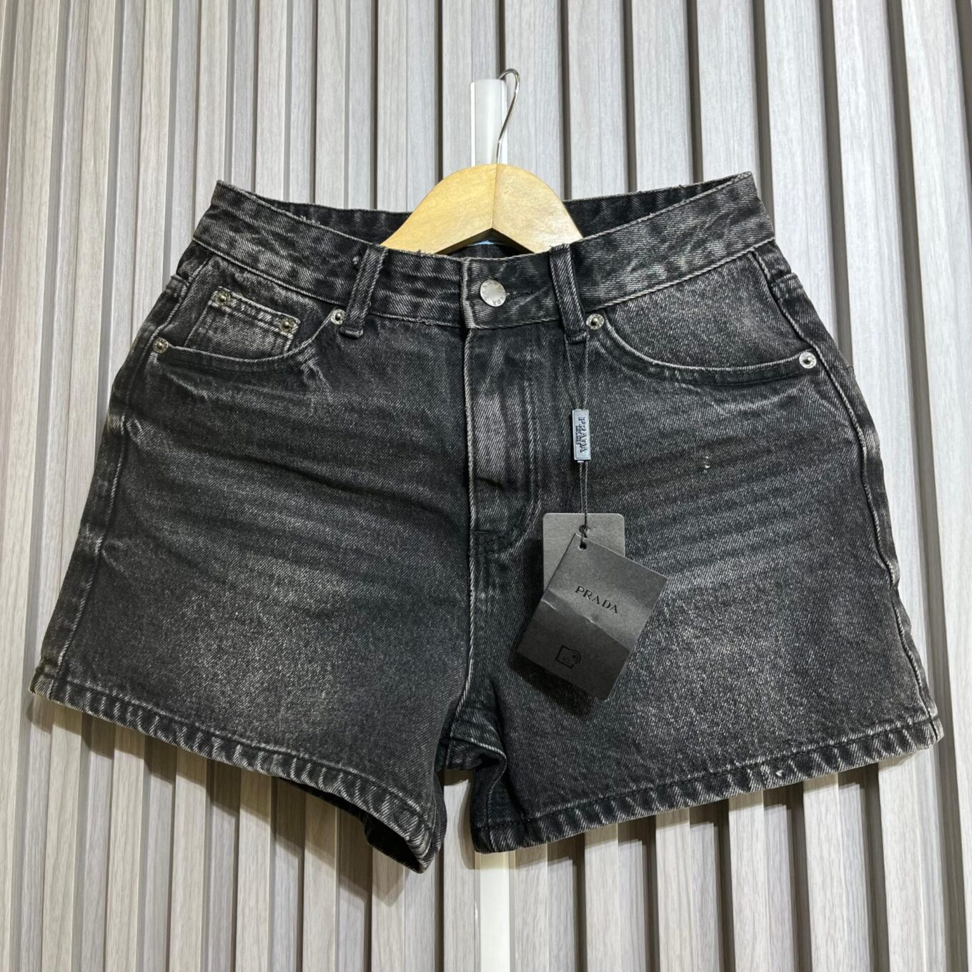 Prada Charcol Denim Shorts For Women