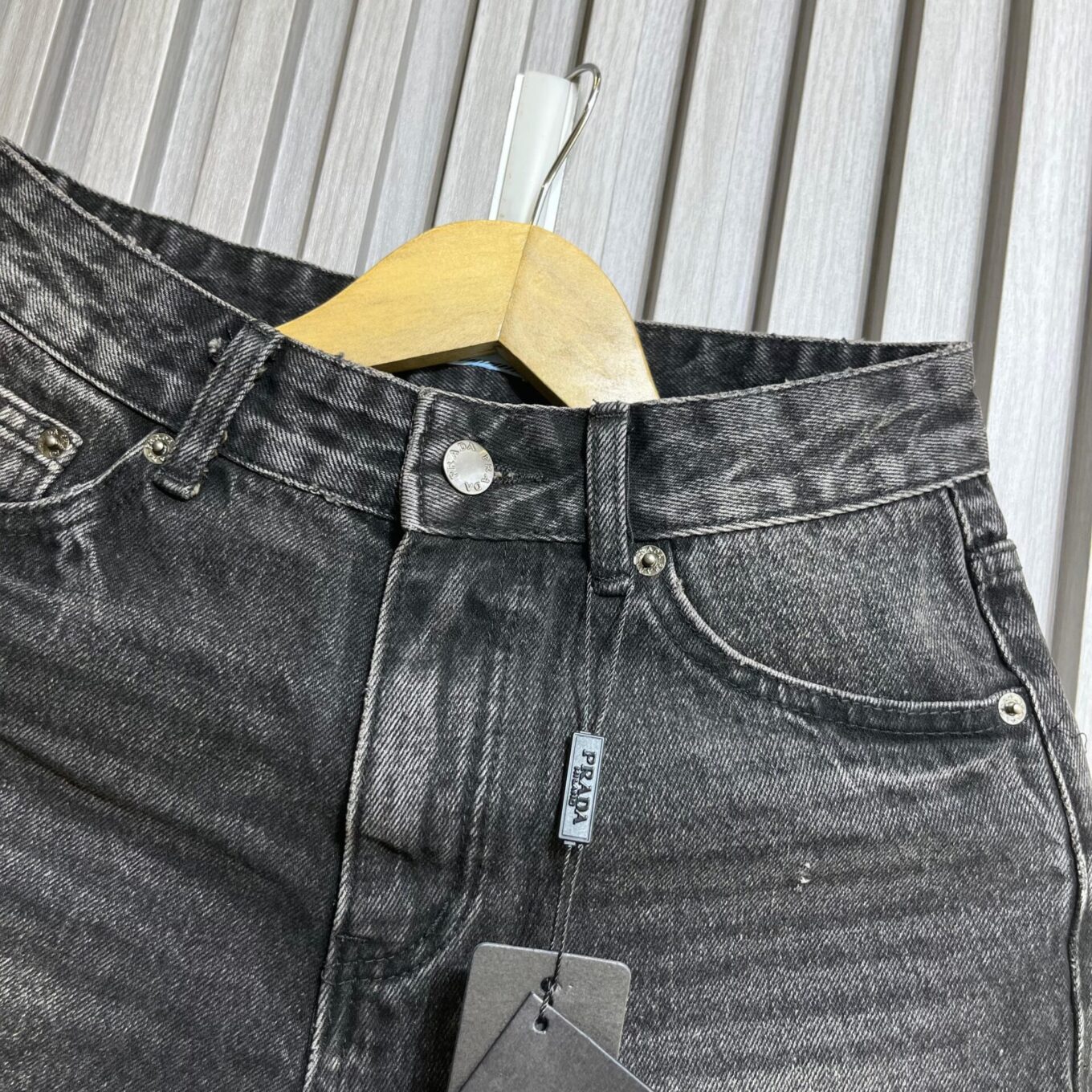 Prada Charcol Denim Shorts For Women