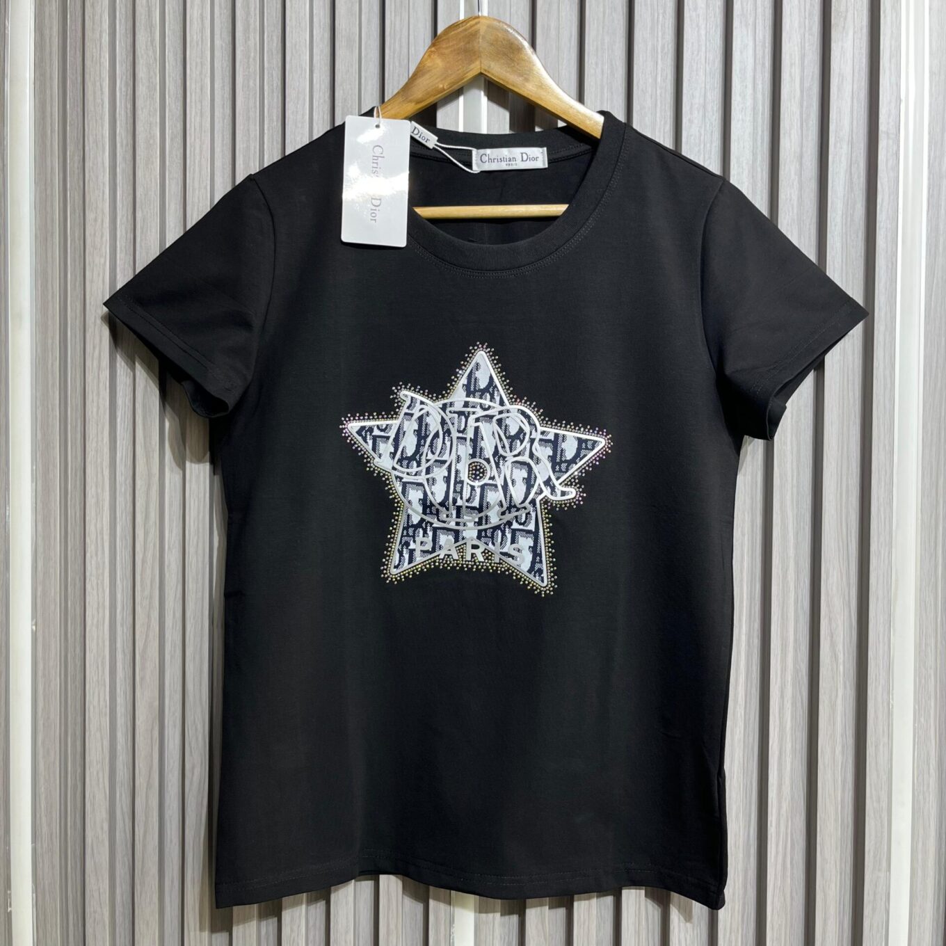 WhatsApp Image 2025-05-26 at 6.59.23 PM (1) Dior Star Black T-shirt For Women