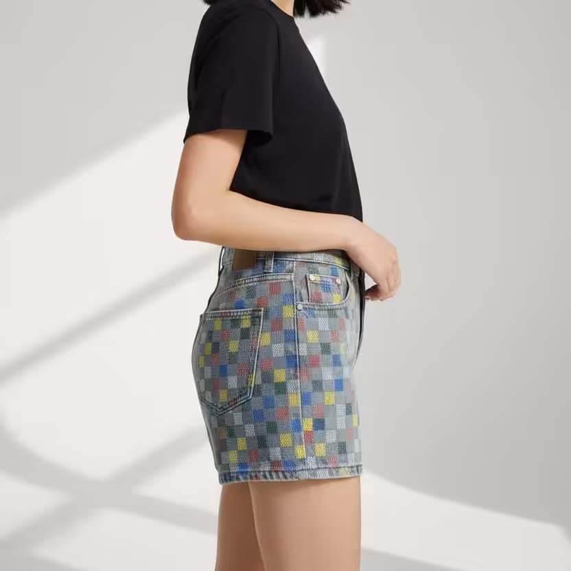 Louis Vuitton check Denim Shorts For Women