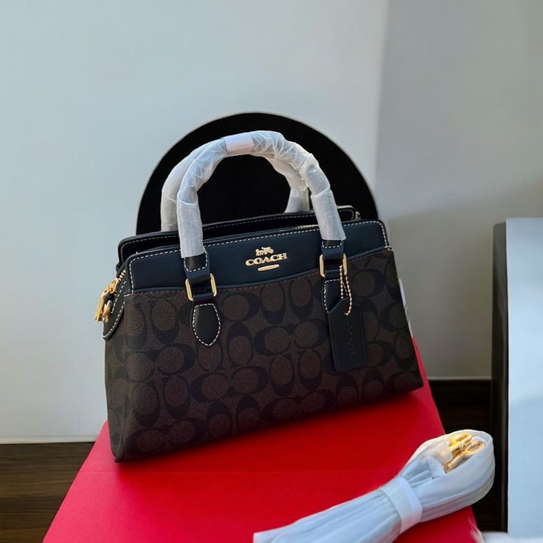 Coach Darcie Carryall Coffee Medium Handbag (With Box)