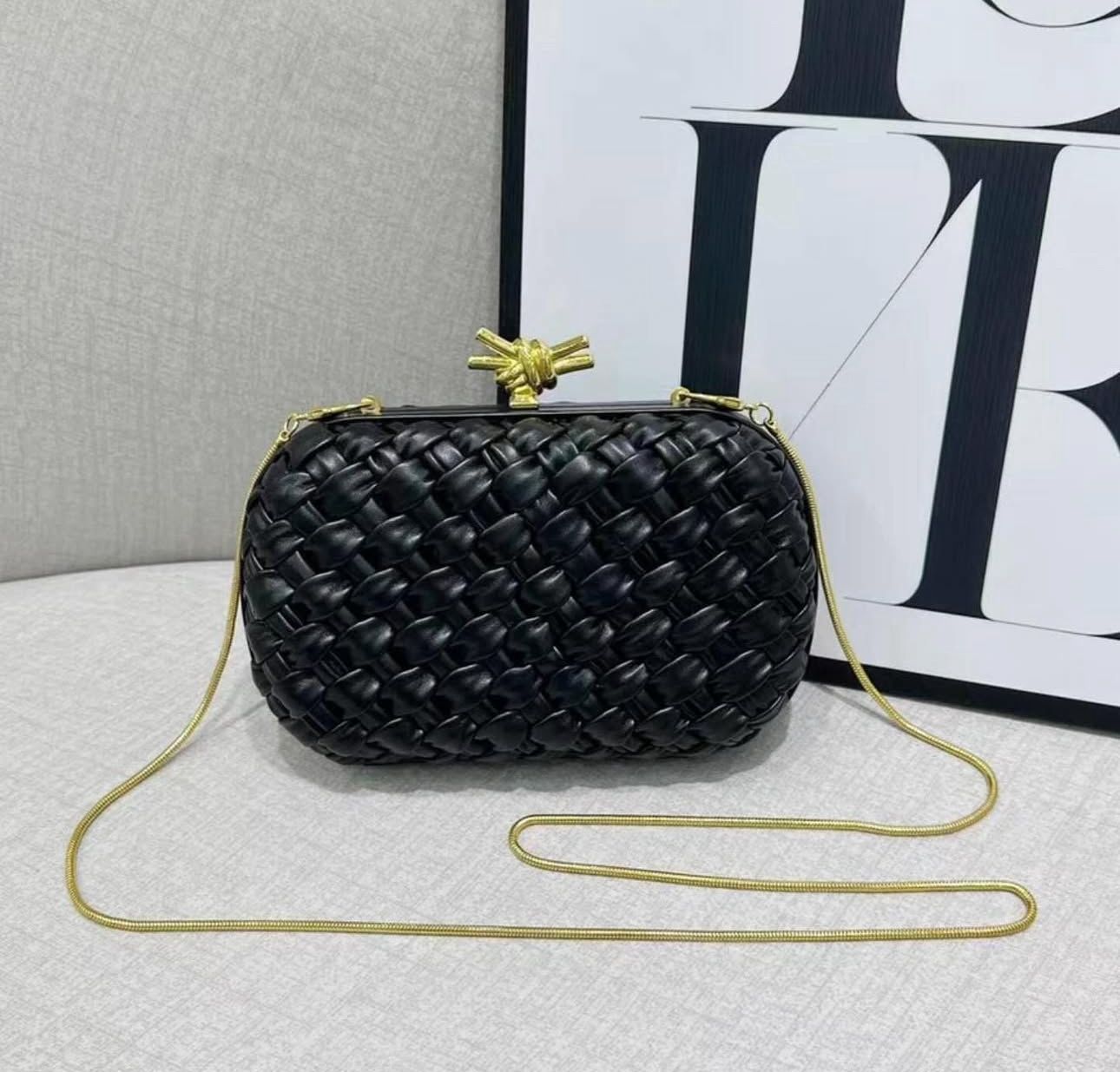 WhatsApp Image 2025-06-04 at 8.08.17 PM Bottega Venetta Knot Black Clutch (With Box)