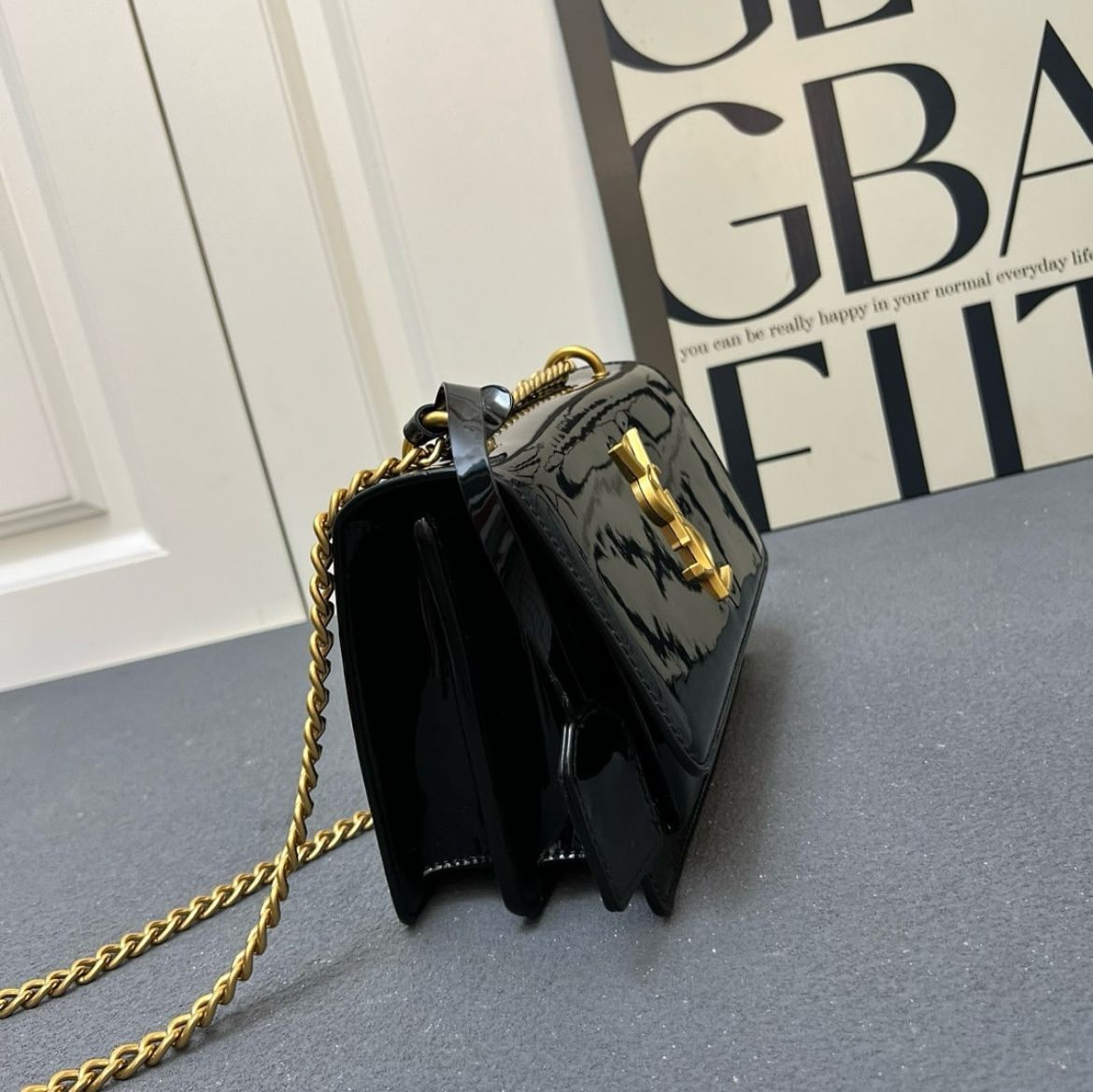 Ysl Sunset Patent Black Premium Quality Sling Bag (With Double Box)