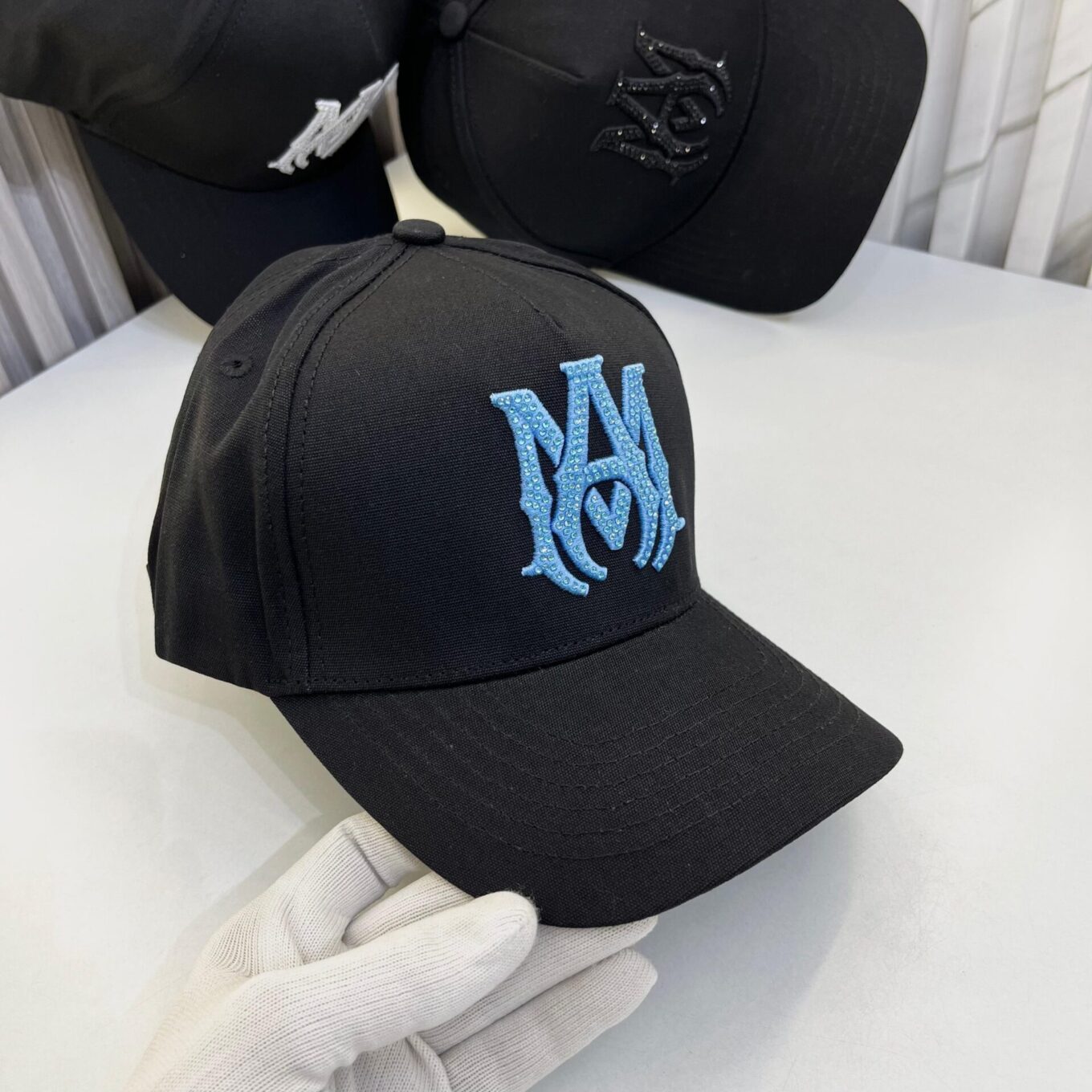 Amiri Blue Studded Logo Baseball Cap