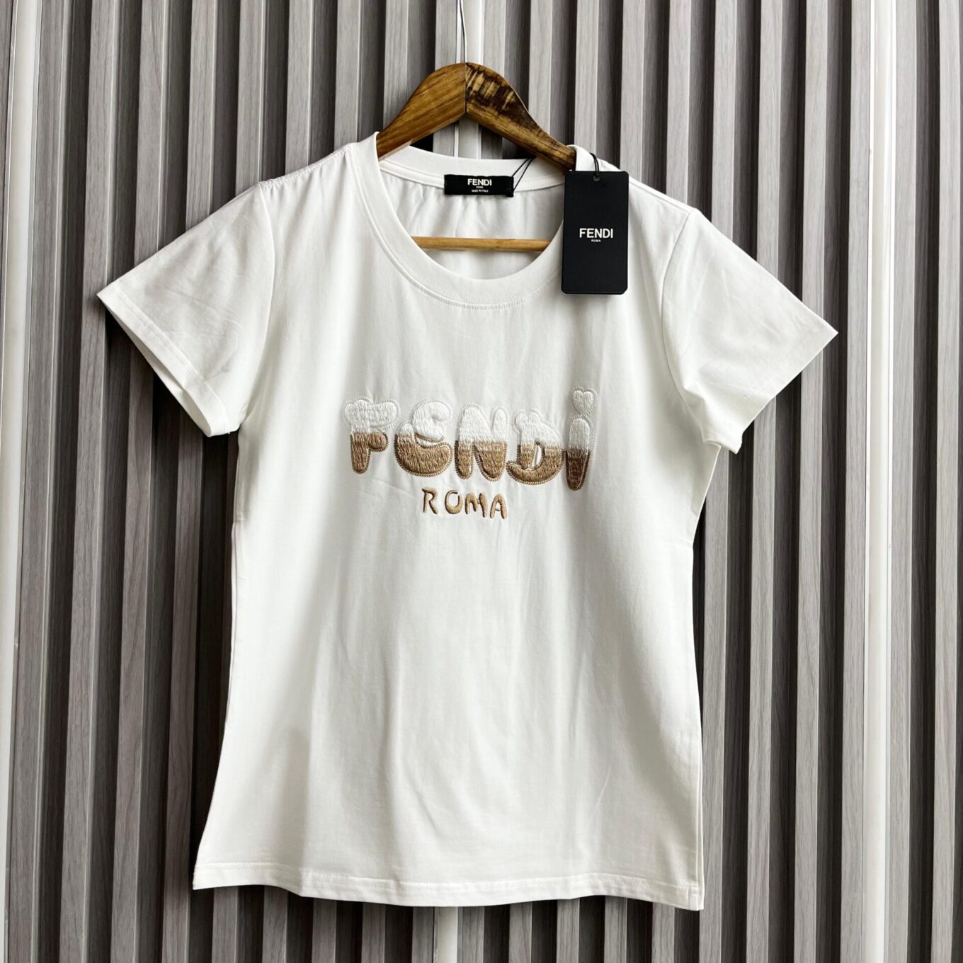 Fendi White 3D Logo Tshirt For Women