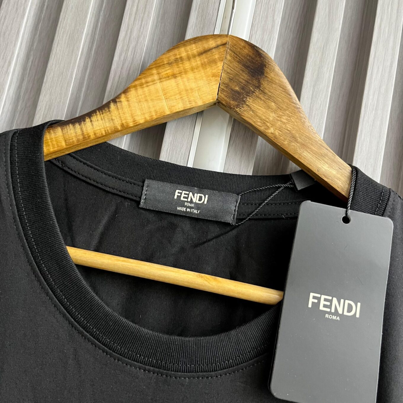 Fendi Black 3D Logo Tshirt For Women