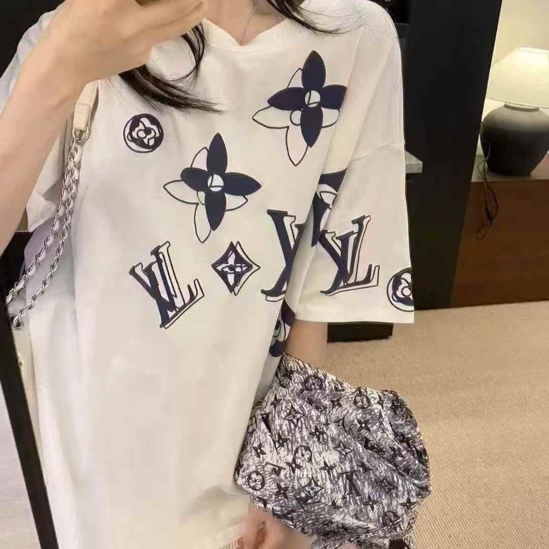 Louis Vuitton White Printed Oversized T-shirt  For Women