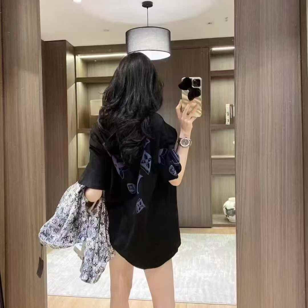 Louis Vuitton Black Printed Oversized T-shirt  For Women