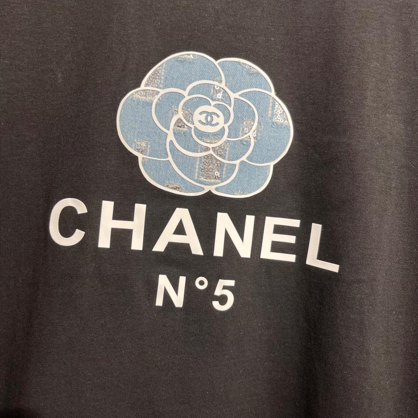 Chanel Flower Black Oversized T-shirt  For Women