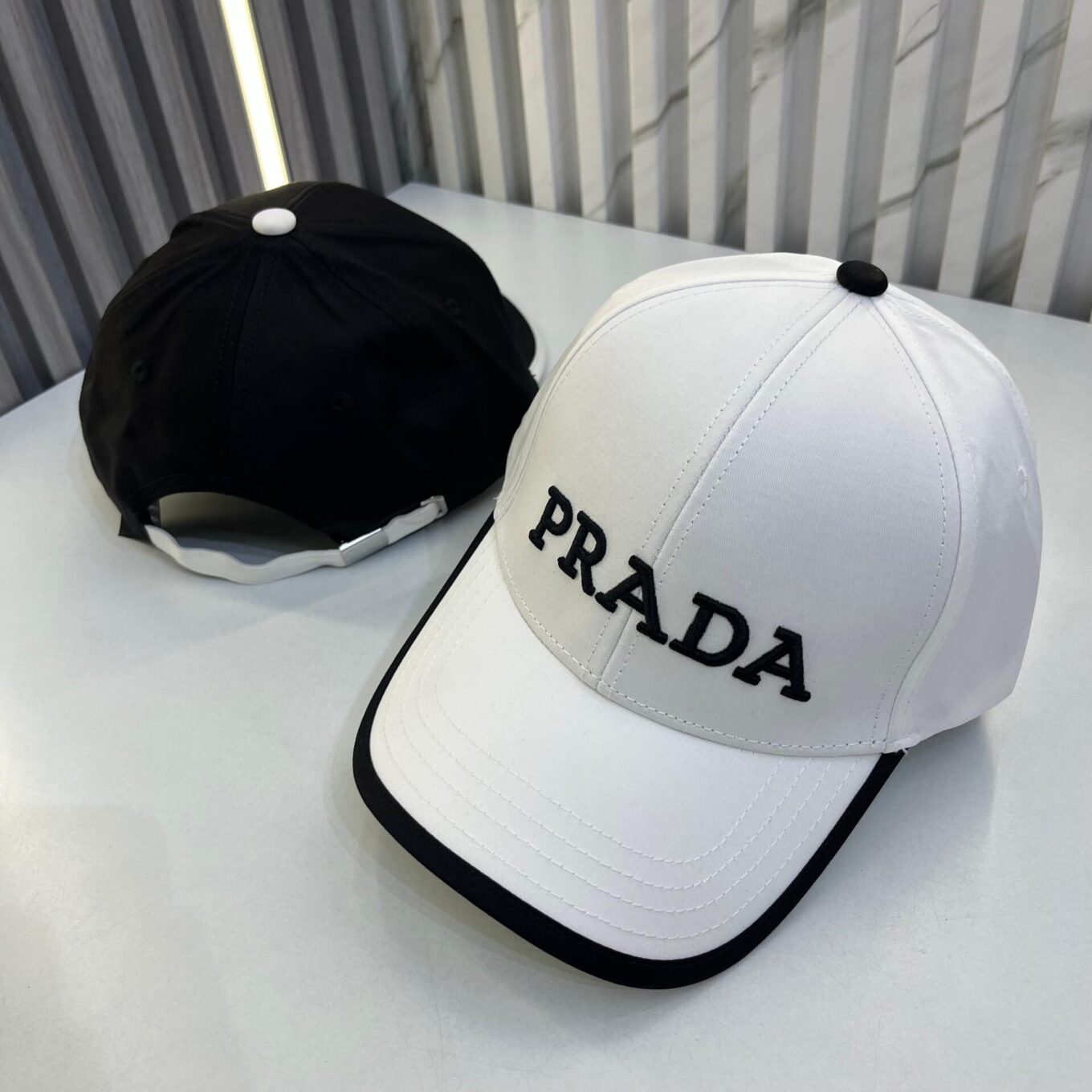 Prada White Black Baseball Cap