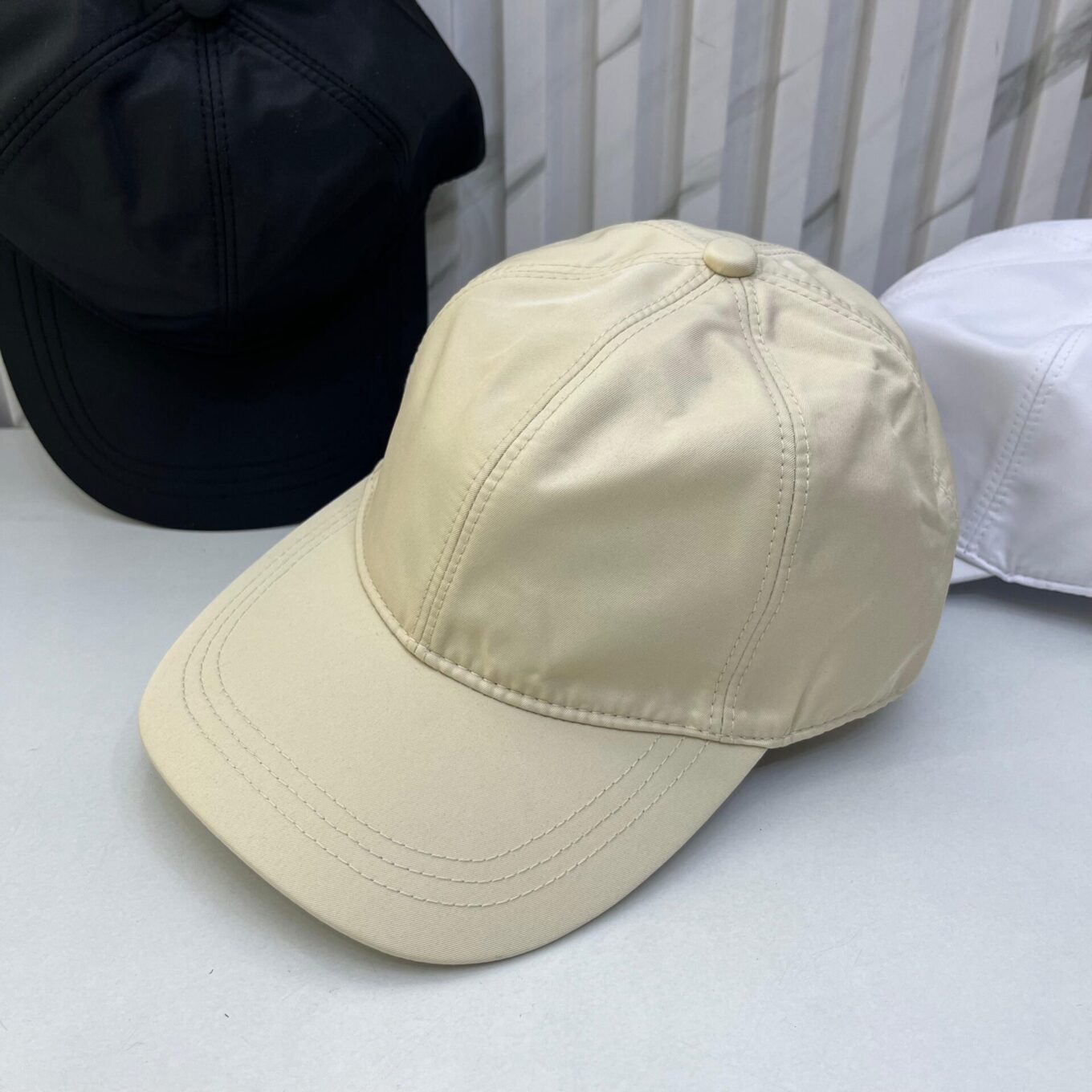 WhatsApp Image 2025-06-18 at 10.35.29 AM (1) Prada Beige Baseball Cap