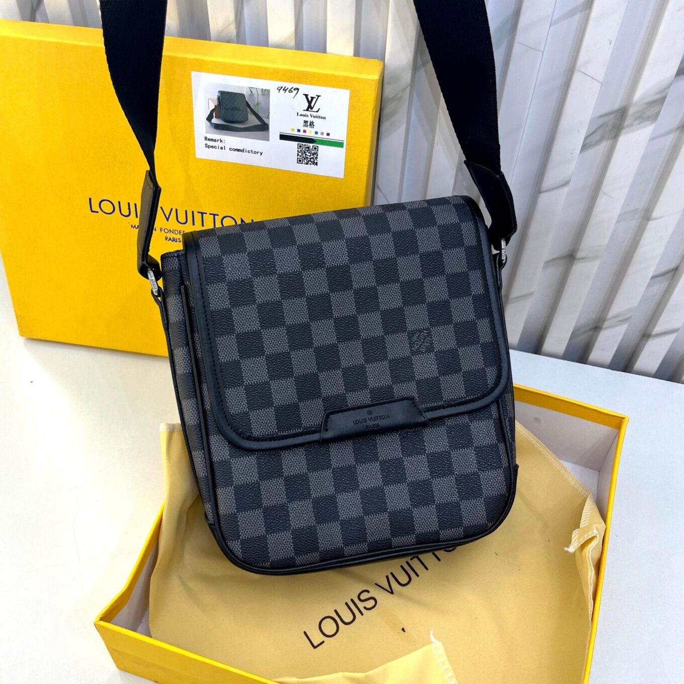 Louis Vuitton Sider Unisex Black Cheack Messenger Bag (With Box)