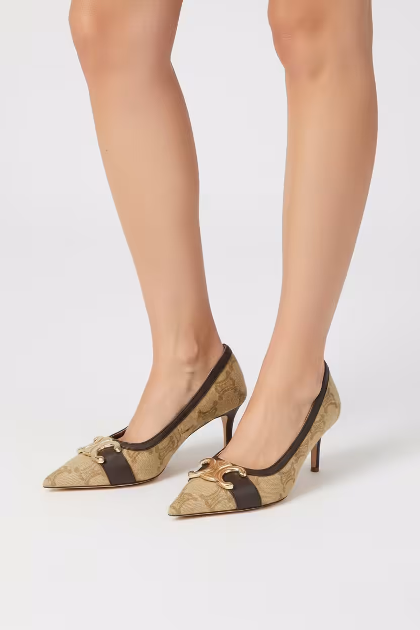 Celine Monogram Canvas Apricot Pump