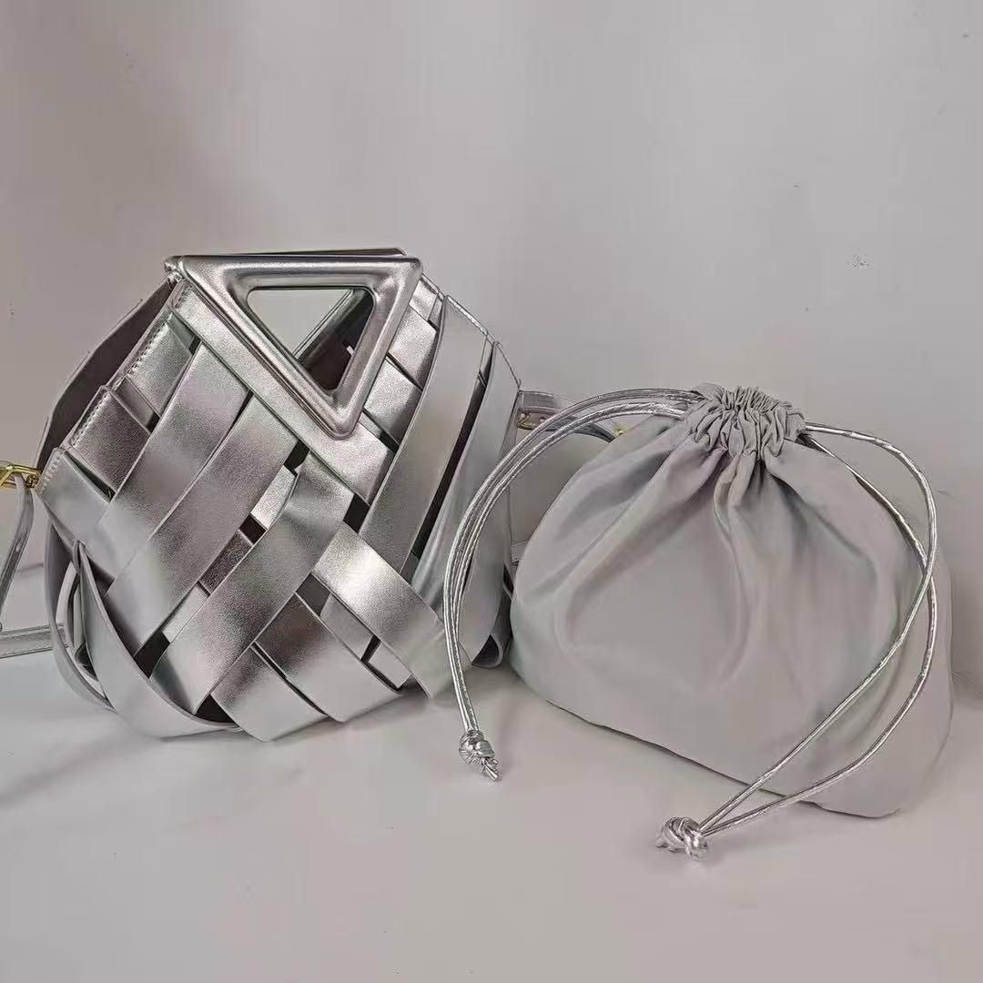 Bottega Veneta Two In One Silver Clutch Handbag