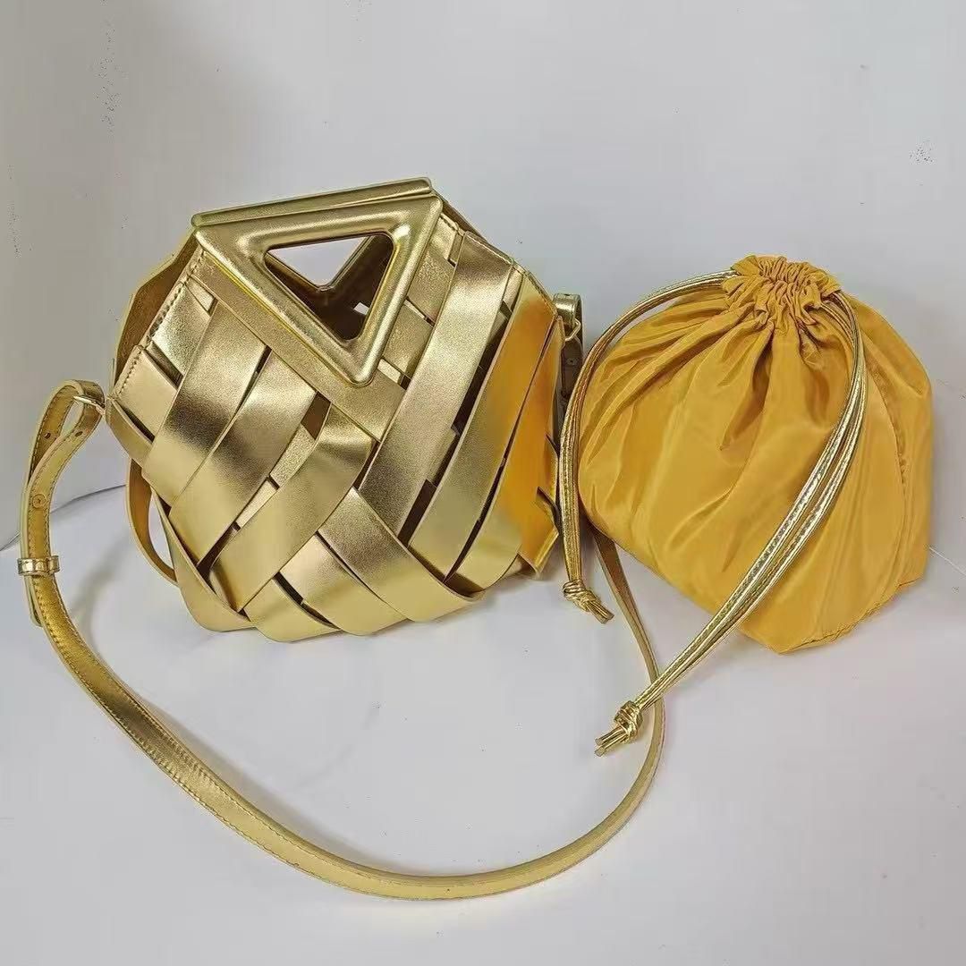 Bottega Veneta Two In One Golden Clutch Handbag