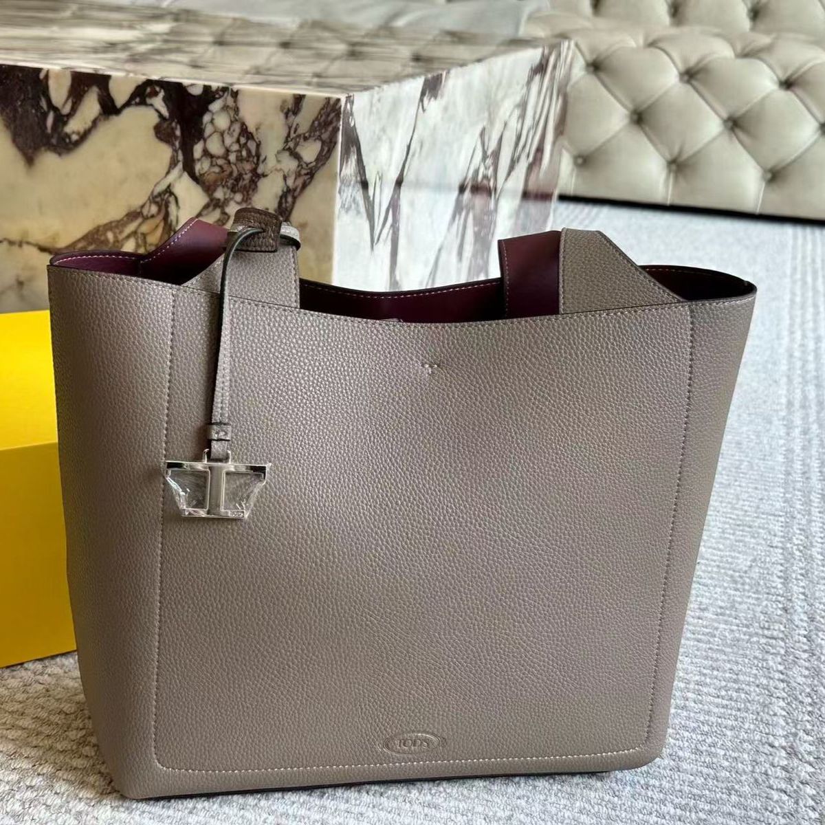 WhatsApp Image 2025-07-10 at 5.42.03 PM Tods T Timeless Grey Medium Tote Bag (With Box)