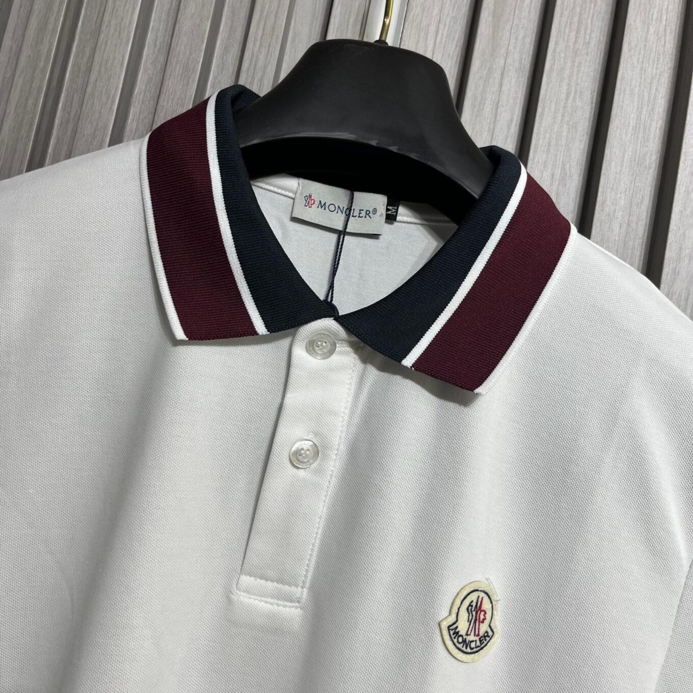 Moncler White Embroidery Logo Men's Polo Tshirt
