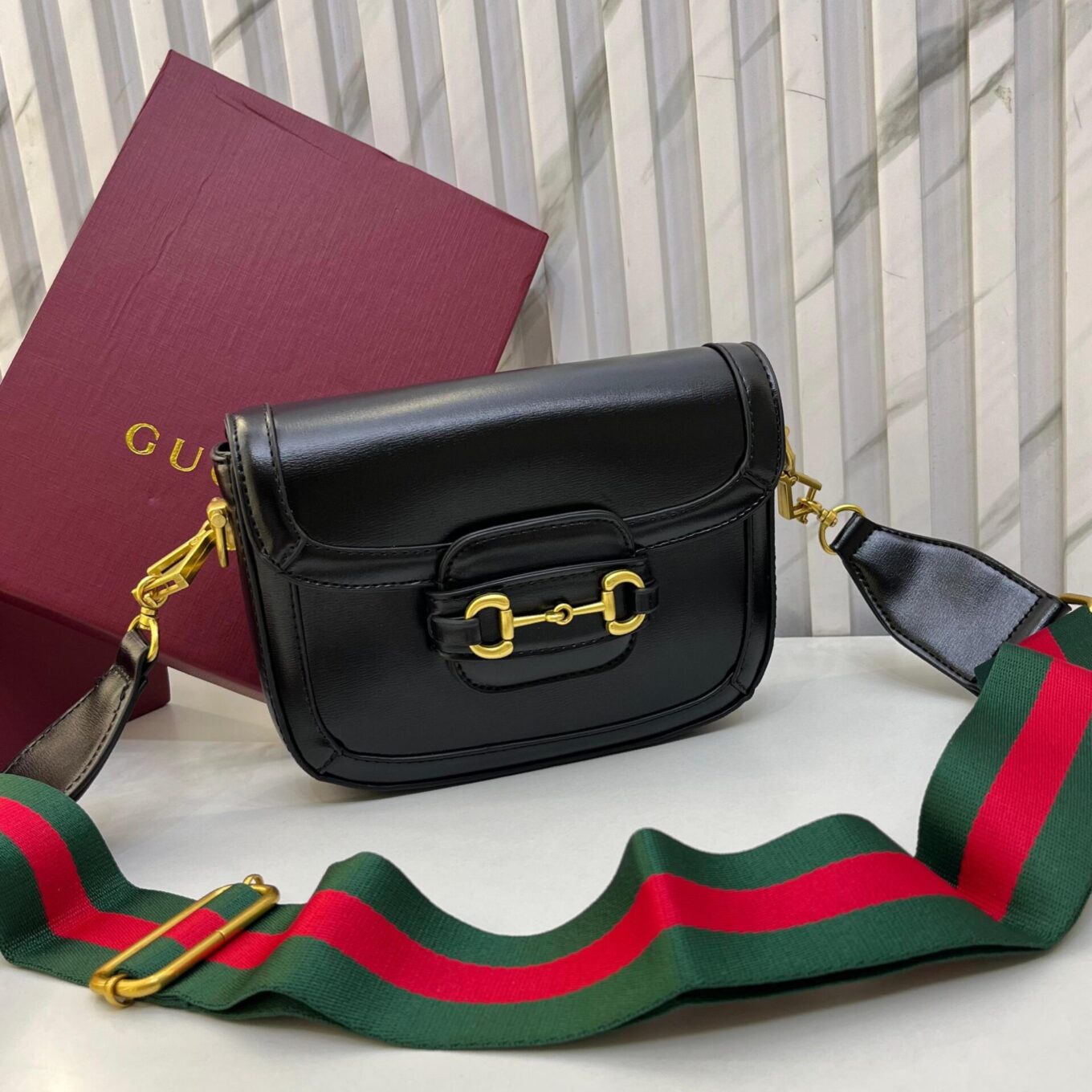 Gucci Mini 1955 Black Horsebit Sling Bag (With Box)