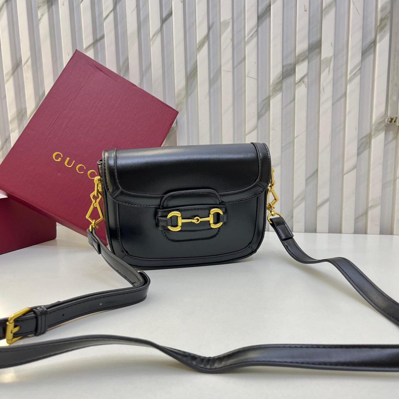 Gucci Mini 1955 Black Horsebit Sling Bag (With Box)