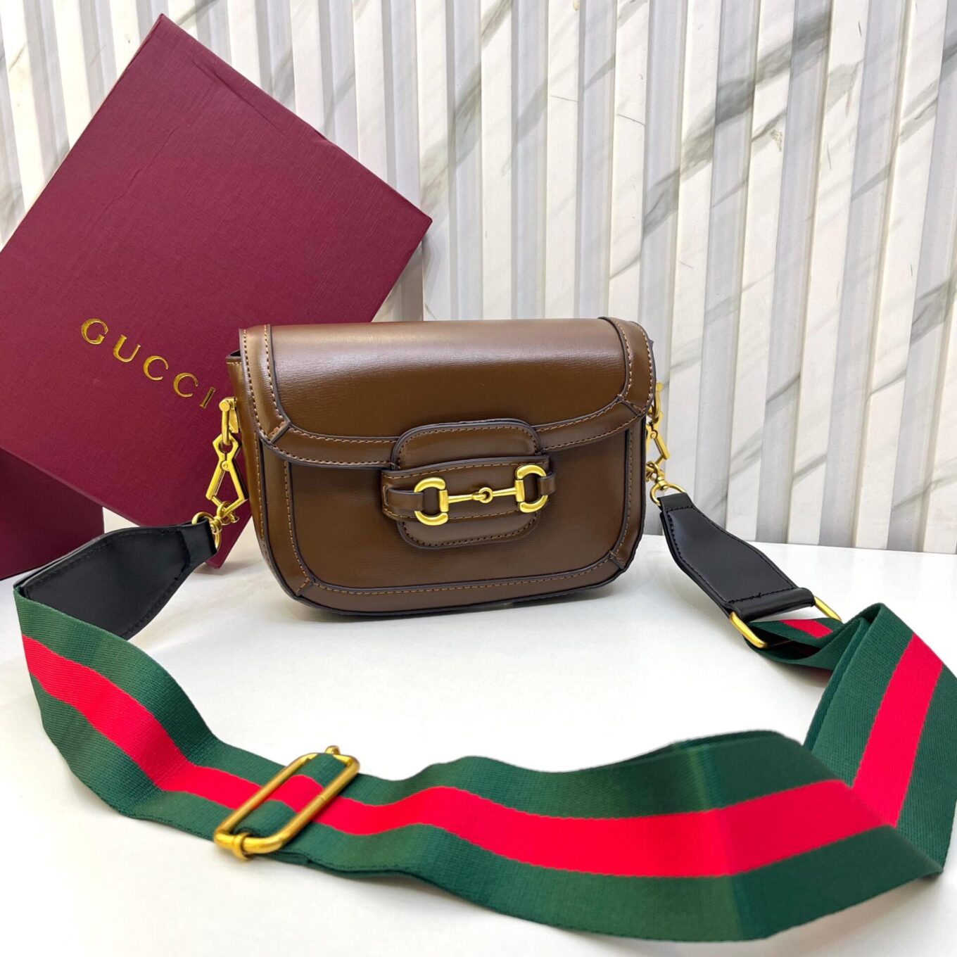 WhatsApp Image 2025-08-07 at 11.55.12 AM (1) Gucci Mini 1955 Brown Horsebit Sling Bag (With Box)