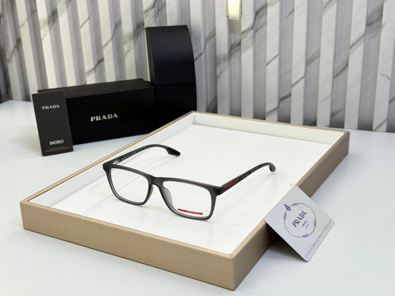 WhatsApp Image 2025-08-17 at 2.38.01 PM Prada Rectangle Unisex Grey Optical Frame