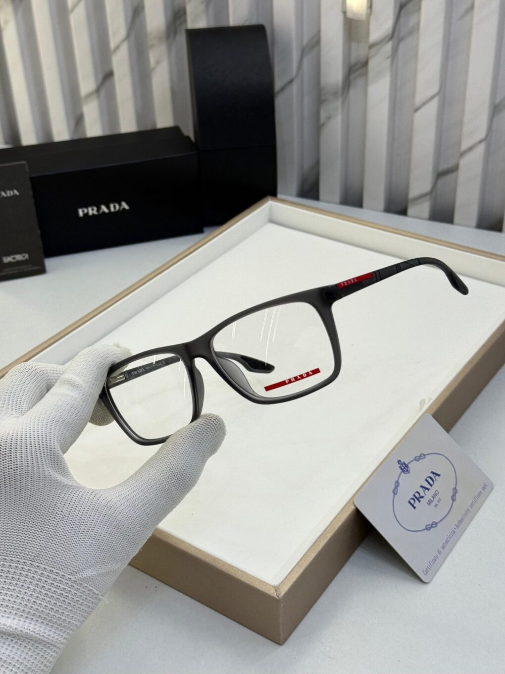 WhatsApp Image 2025-08-17 at 2.38.02 PM Prada Rectangle Unisex Grey Optical Frame