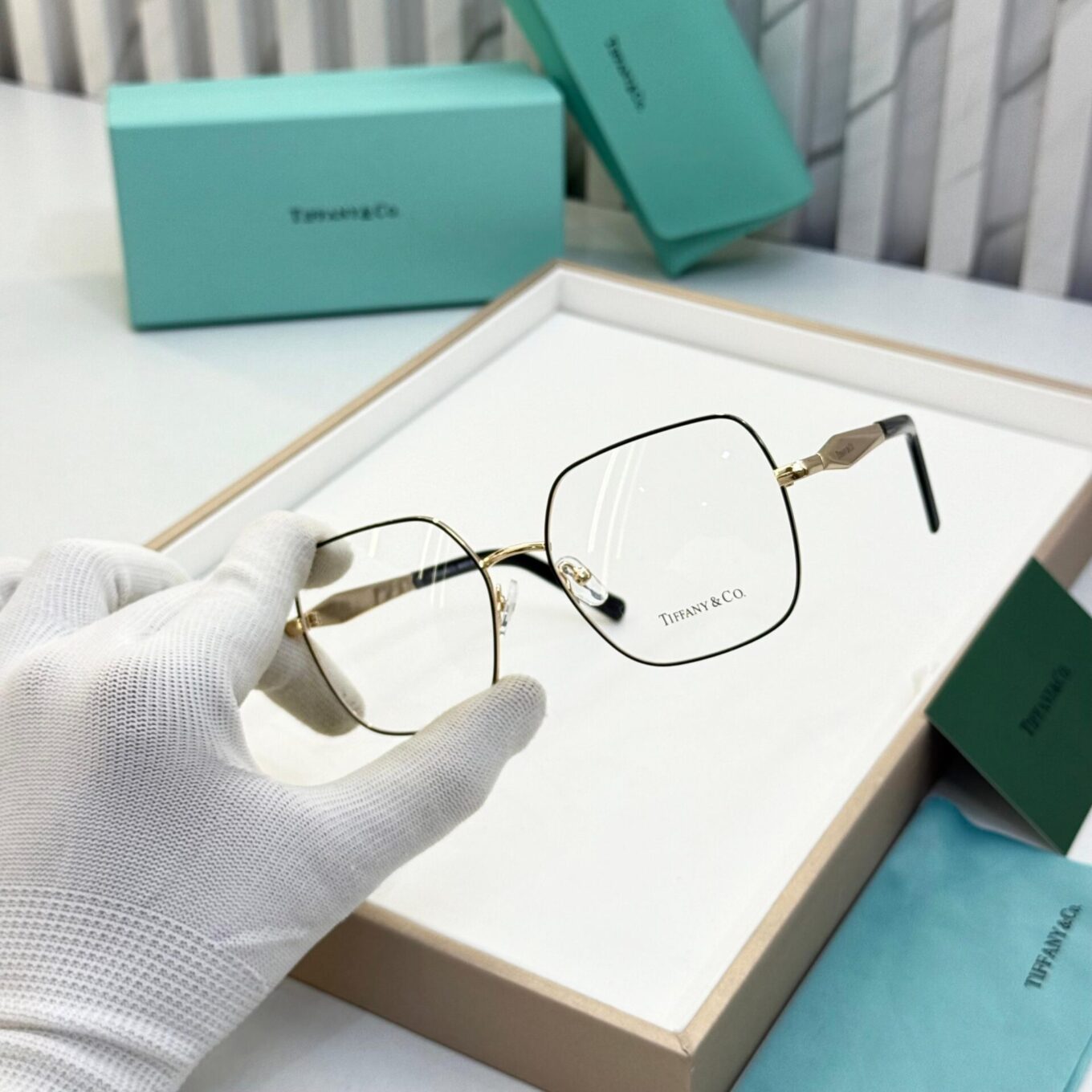 WhatsApp Image 2025-08-17 at 5.12.50 PM (1) Tiffany & Co. Gold Square Unisex Eyeglasses