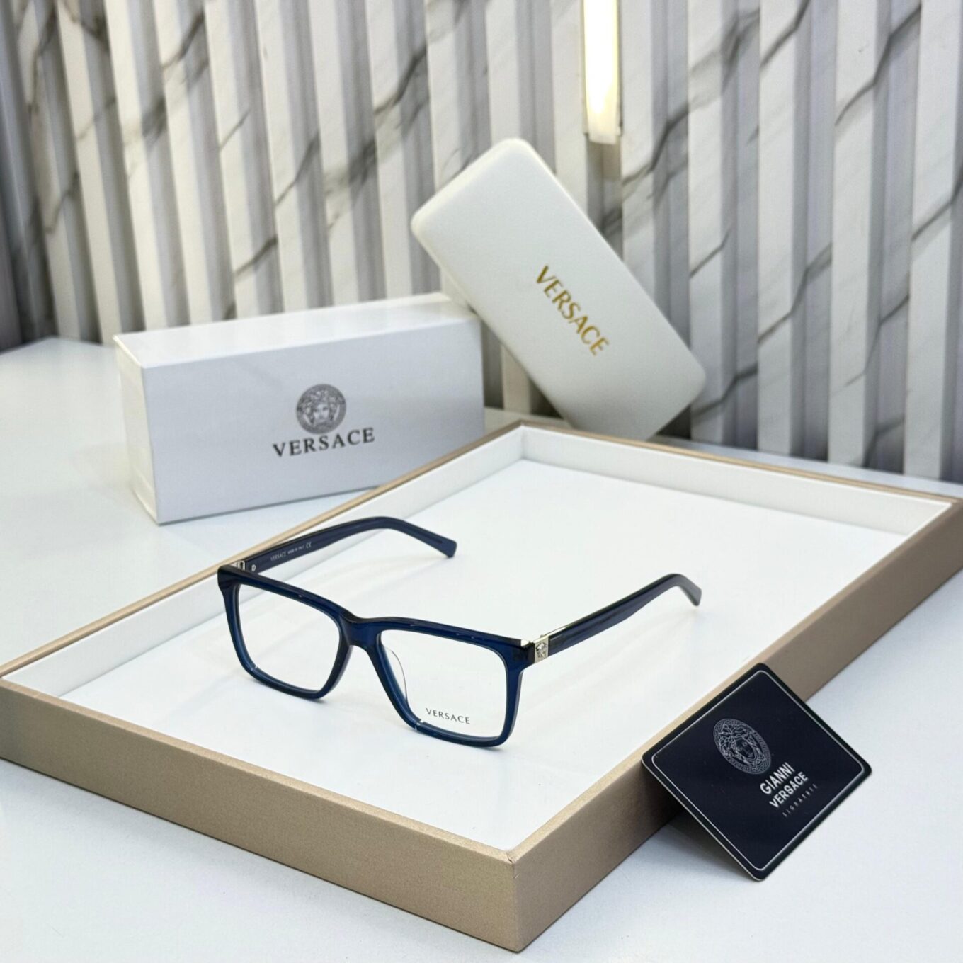 Versace Square Blue Men's Eyeglasses