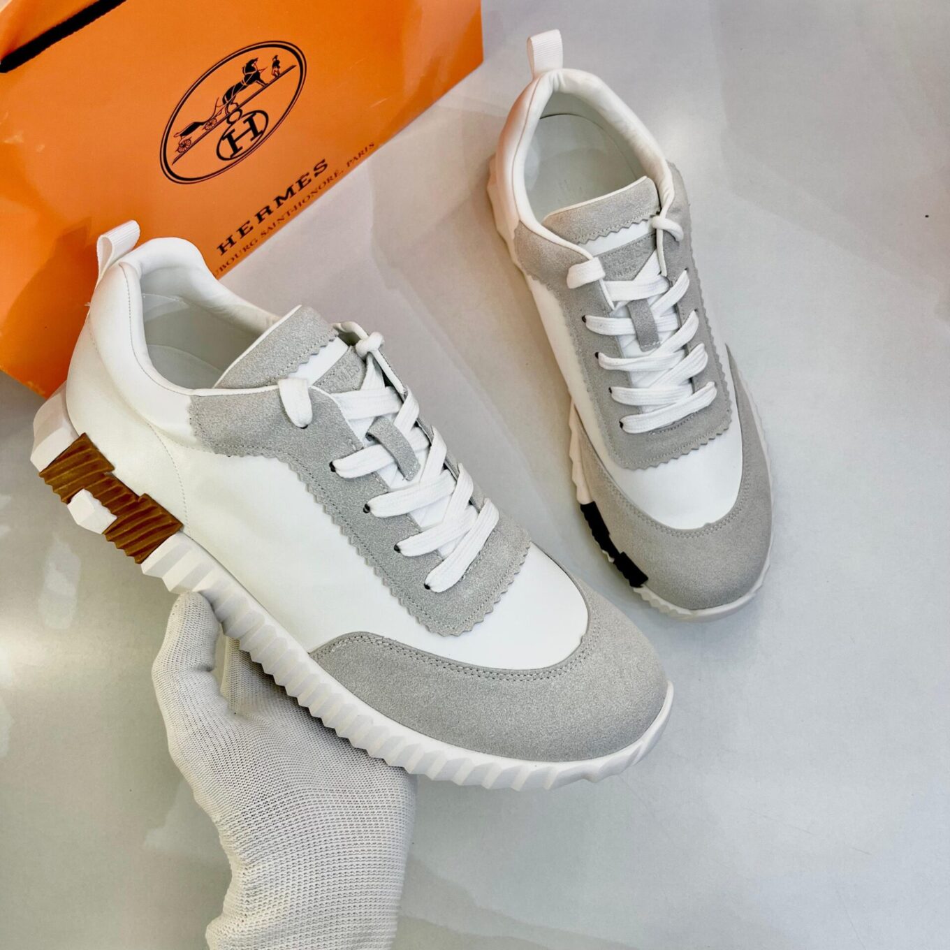Hermes Bouncing White Sneaker