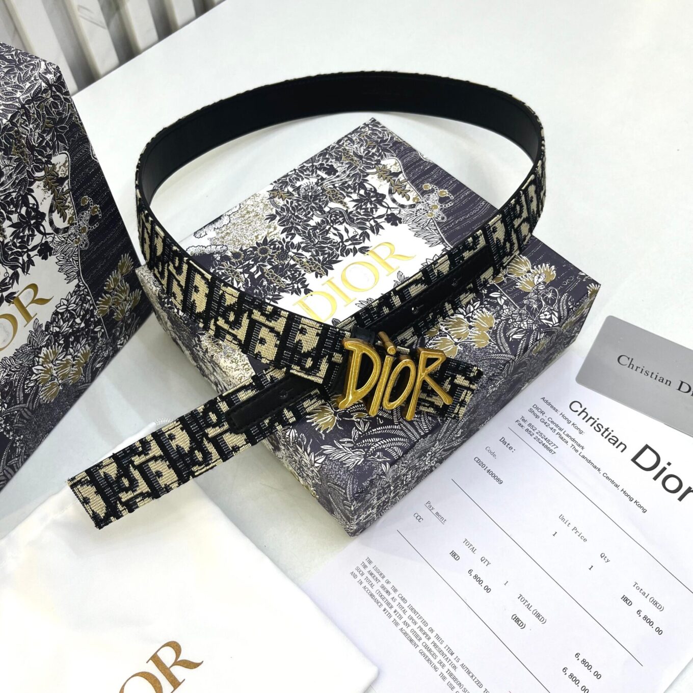 WhatsApp Image 2025-08-22 at 6.19.23 PM Christian Dior Oblique Canvas Gold Logo Buckle Belt