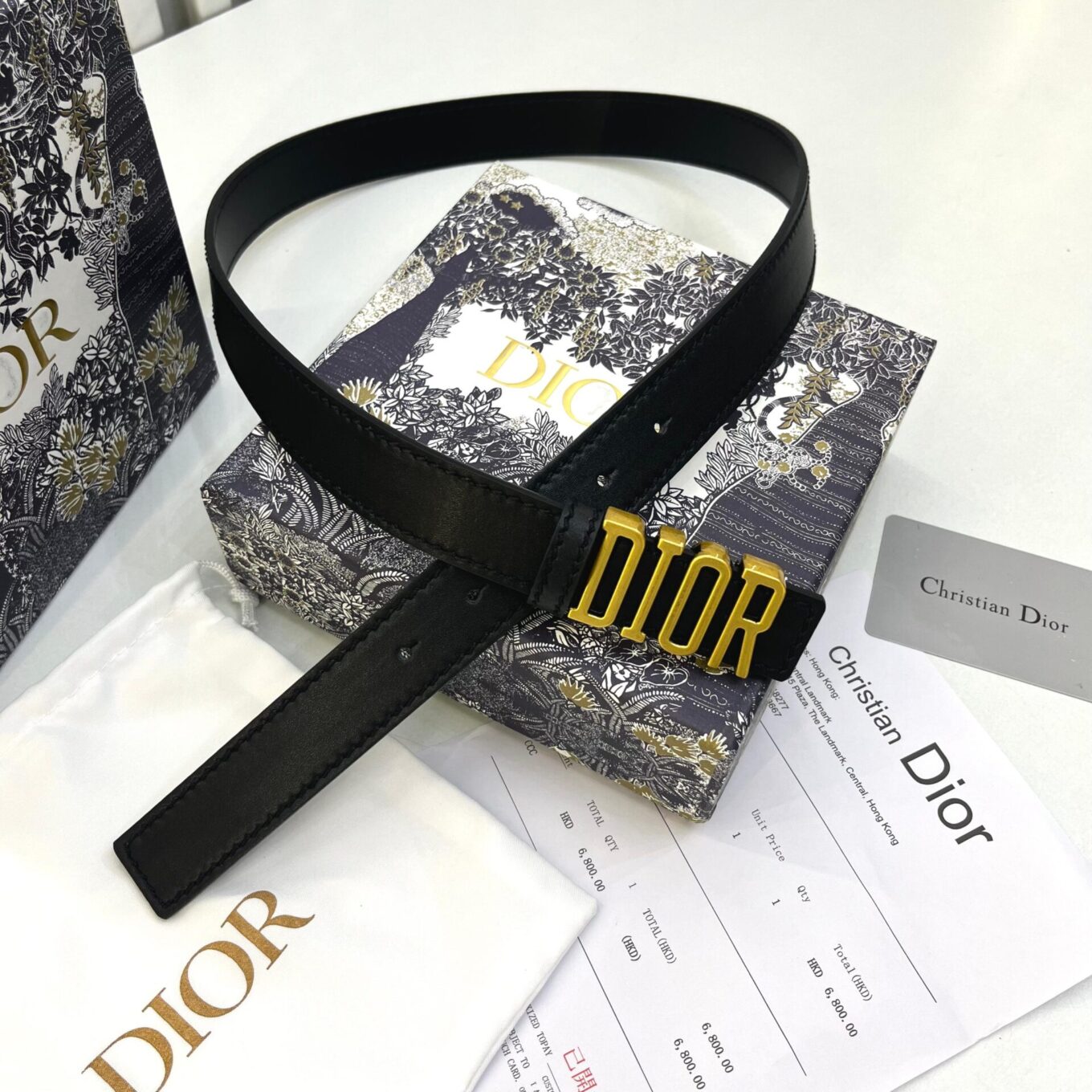 WhatsApp Image 2025-08-22 at 6.46.30 PM Christian Dior Black Gold Dior Logo Buckle Belt