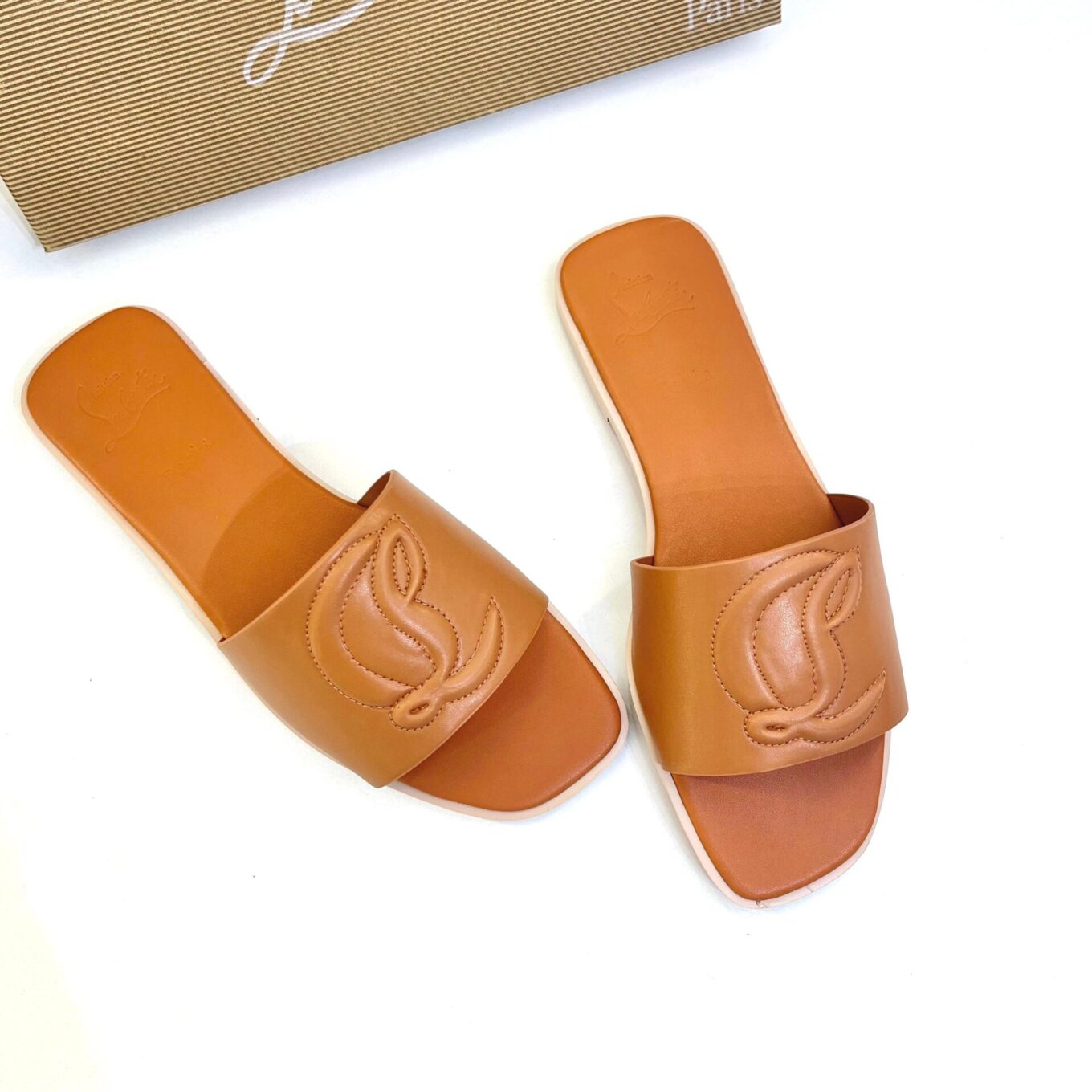 Christian Louboutin Brown Mules Flat